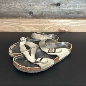 Birkenstock Tan Leather suede buckle size EU 41 Ladies 10 Men 8 Made In Germany